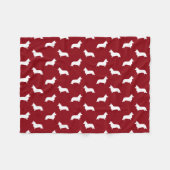 カーディガンのウェルシュコーギーのシルエットパターン フリースブランケット (正面(横))