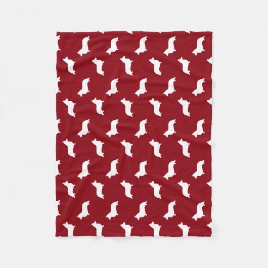 カーディガンのウェルシュコーギーのシルエットパターン フリースブランケット (正面)