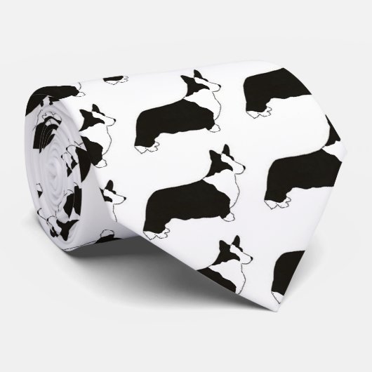 カーディガンのウェルシュコーギーのシルエット ネクタイ (ロール)