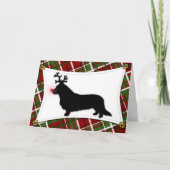 カーディガンのウェルシュコーギーのトナカイのクリスマスカード シーズンカード (正面)