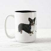 カーディガンのウェルシュコーギーのパパのマグ ツートーンマグカップ (左)