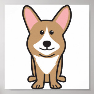 カーディガンのウェルシュコーギー犬の漫画 ポスター
