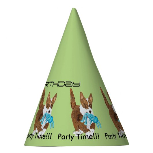 カーディガンのウェルシュコーギー-誕生日 パーティーハット (右)