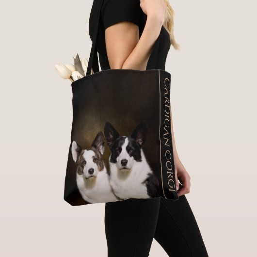カーディガンのコーギーのトートバック トートバッグ (クローズアップ)