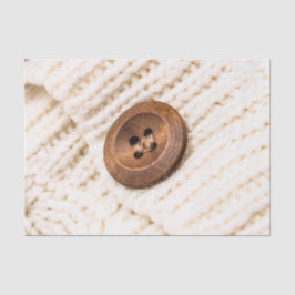 カーディガンのセーター編みボタンブラウンクリーム 薄葉紙