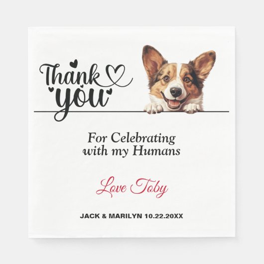 カーディガンウェルシュコーギーウェディングレセプション スタンダードランチョンナプキン (正面)