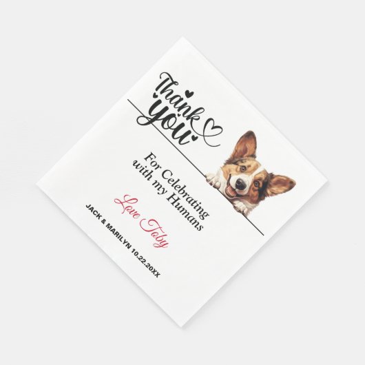 カーディガンウェルシュコーギーウェディングレセプション スタンダードランチョンナプキン (角)