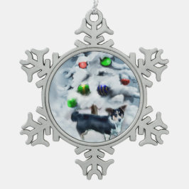 カーディガンウェルシュコーギークリスマスプレゼント スノーフレークピューターオーナメント