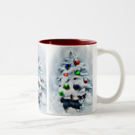 カーディガンウェルシュコーギークリスマス ツートーンマグカップ