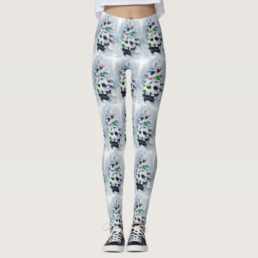 カーディガンウェルシュコーギークリスマス レギンス (正面)