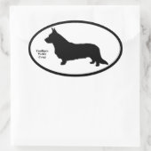 カーディガンウェルシュコーギーシュルエット 楕円形シール (バッグ)