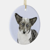 カーディガンウェルシュコーギーズ – 絵画オリジナルドッグアート セラミックオーナメント (右)