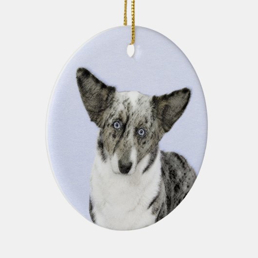 カーディガンウェルシュコーギーズ – 絵画オリジナルドッグアート セラミックオーナメント (右)