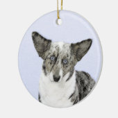 カーディガンウェルシュコーギーズ – 絵画オリジナルドッグアート セラミックオーナメント (左)