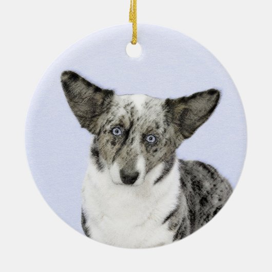 カーディガンウェルシュコーギーズ – 絵画オリジナルドッグアート セラミックオーナメント (裏面)