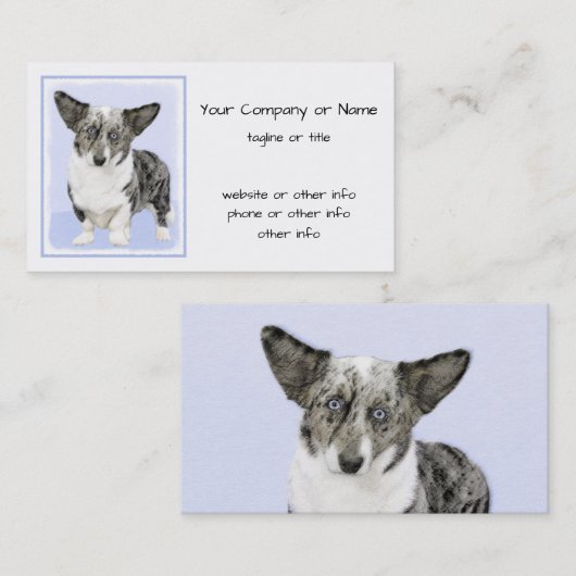 カーディガンウェルシュコーギーズ – 絵画オリジナルドッグアート 名刺 (正面/裏面)