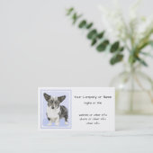 カーディガンウェルシュコーギーズ – 絵画オリジナルドッグアート 名刺 (スタンド正面)