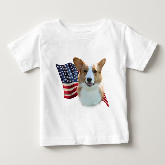 カーディガンウェルシュコーギー国旗 ベビーTシャツ (正面)