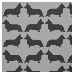 カーディガンウェルシュコーギー犬シルエットパターン ファブリック