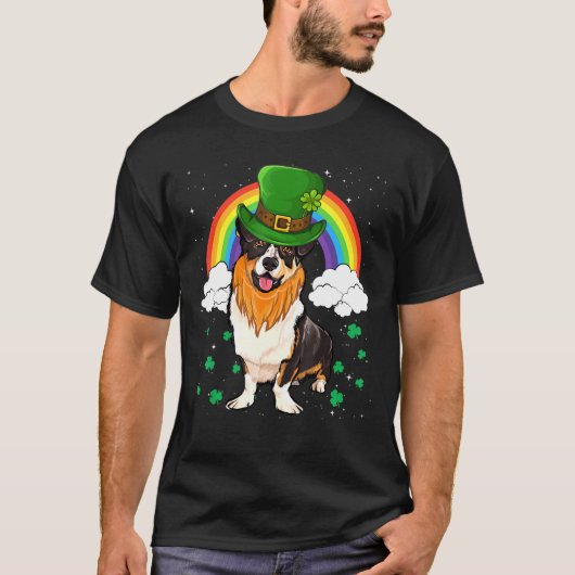 カーディガンウェルシュコーギーSt patricks dayレプレシャン Tシャツ (正面)