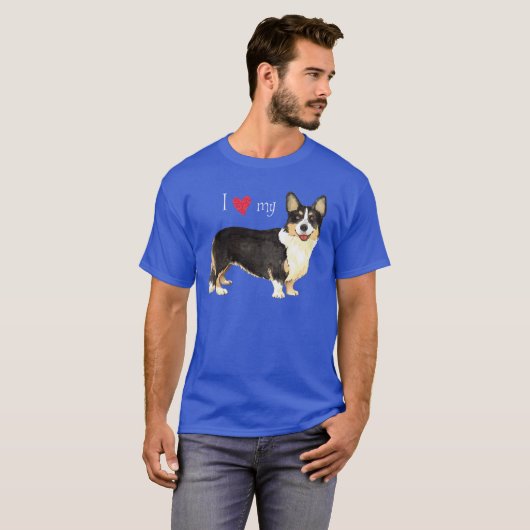 カーディガンウェルシュコーギーTシャツが大好き Tシャツ (正面フル)