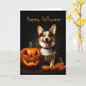 カーディガンコルギハロウィーン カード (黄色い花)