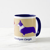 カーディガンコーギスレッドとブルー マグカップ (正面右)