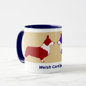 カーディガンコーギスレッドとブルー マグカップ (正面左)