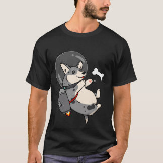 カーディガンブルーメルル宇宙コルギJetpack Tシャツ