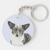 カーディガン絵画ウェルシュコーギーズ – オリジナルドッグアート キーホルダー (裏面)