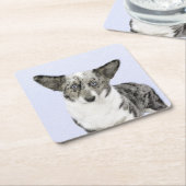 カーディガン絵画ウェルシュコーギーズ – オリジナルドッグアート スクエアペーパーコースター (アングル)