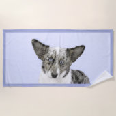 カーディガン絵画ウェルシュコーギーズ – オリジナルドッグアート ビーチタオル (正面)