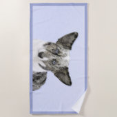 カーディガン絵画ウェルシュコーギーズ – オリジナルドッグアート ビーチタオル (正面)