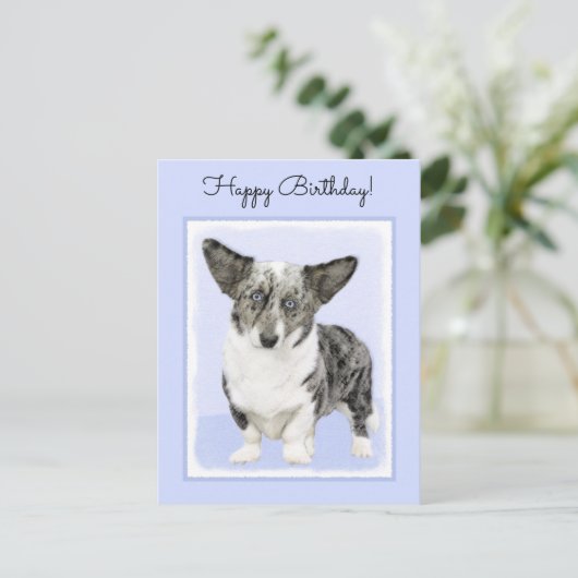 カーディガン絵画ウェルシュコーギーズ – オリジナルドッグアート ポストカード (スタンド正面)