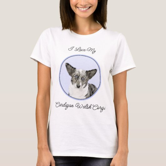 カーディガン絵画ウェルシュコーギーズ – オリジナルドッグアート Tシャツ (正面)