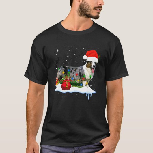 カーディガン・ウェルシュ・コーギー クリスマス Tシャツ (正面)