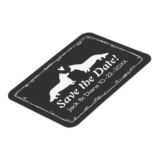 カーディガン・コーギスウェディング日付を保存 マグネット (左側)