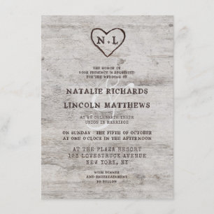 カーディド素朴スウィート樺の木ウッド結婚ズ 招待状