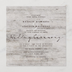 カーディド素朴スウィート樺の木結婚ズスクエア 招待状