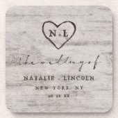 カーディド素朴スウィート樺の木結婚ズモノグラム コースター (正面)