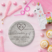 カーディド素朴スウィート樺の木結婚ズモノグラム ペーパープレート (パーティー)