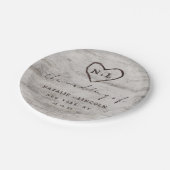 カーディド素朴スウィート樺の木結婚ズモノグラム ペーパープレート (アングル)