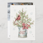 カーディナルが飾られたファームハウスのクリスマスツリー シーズンカード (正面/裏面)