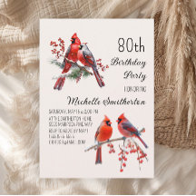 カーディナルスの雪の冬の鳥80歳の誕生日