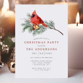 カーディナルバード ヴィンテージ 水彩 クリスマス パーティー 招待状