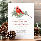 カーディナルバード ヴィンテージ 水彩 クリスマス パーティー 招待状