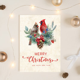 カーディナルパインコーンジンジャーベルクリスマス新年 シーズンカード