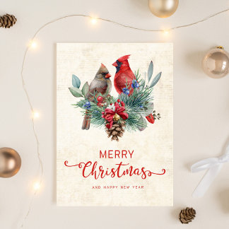 カーディナルパインコーンジンジャーベルクリスマス新年 シーズンカード