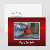 カーディナルレッドウィンター写真誕生日 ポストカード (正面/裏面)