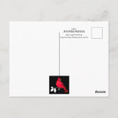 カーディナルレッド 鳥 ブラック ホワイト モダン グリーティング ポストカード (裏面)